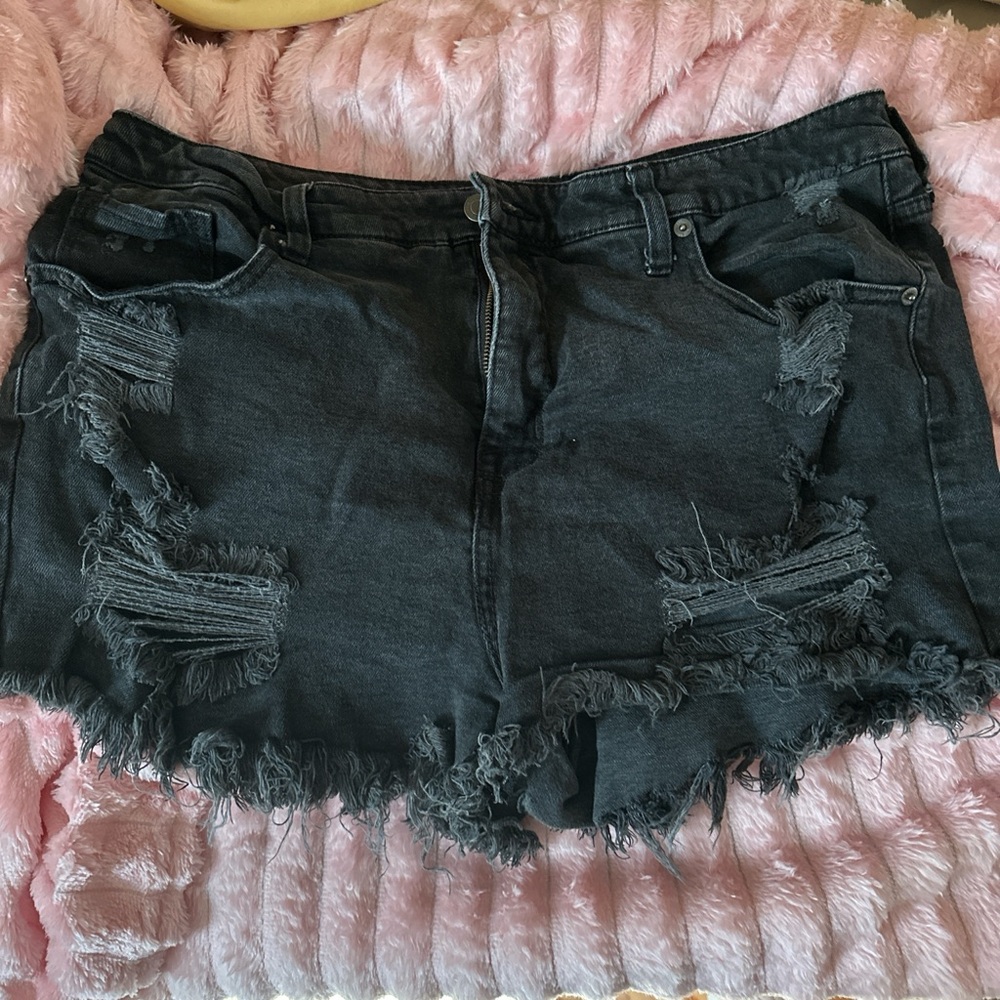 Mossimo Supply Co. Frayed Black Jean Shorts